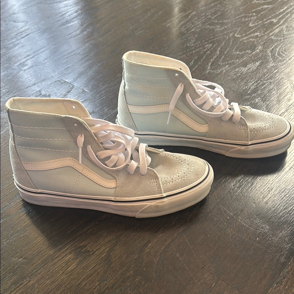 Vans Sk8-Hi Tapered Baby Blue Canvas and Suede High-Top Sneakers Size 9 1/2 - Picture 3 of 9